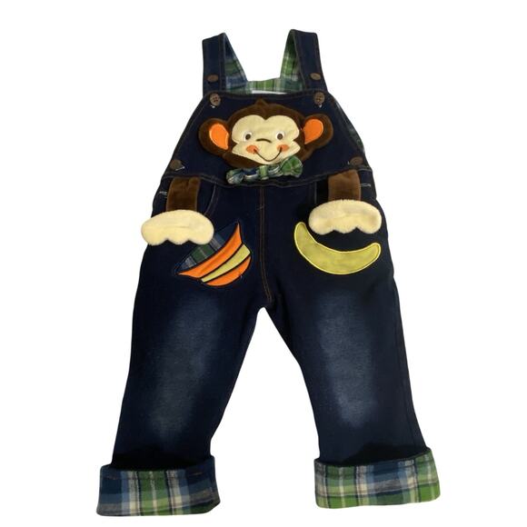 Vintage Kidschool Space Unisex Baby Jumpsuit 6-12 Months Navy Monkey Embroidered - Picture 1 of 7
